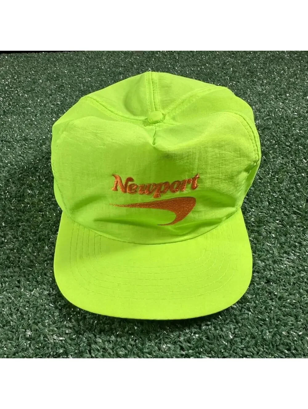 Vintage retro 1980s-1990s Newport cigarettes neon green/yellow strap back hat